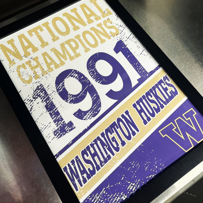 Limited Edition Washington Huskies Vintage 1991 National Championship Poster Print Art - 13x19"