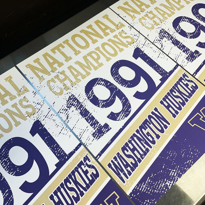 Limited Edition Washington Huskies Vintage 1991 National Championship Poster Print Art - 13x19"