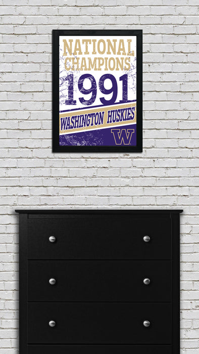 Limited Edition Washington Huskies Vintage 1991 National Championship Poster Print Art - 13x19"