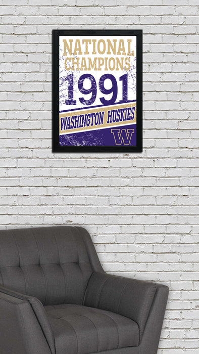 Limited Edition Washington Huskies Vintage 1991 National Championship Poster Print Art - 13x19"