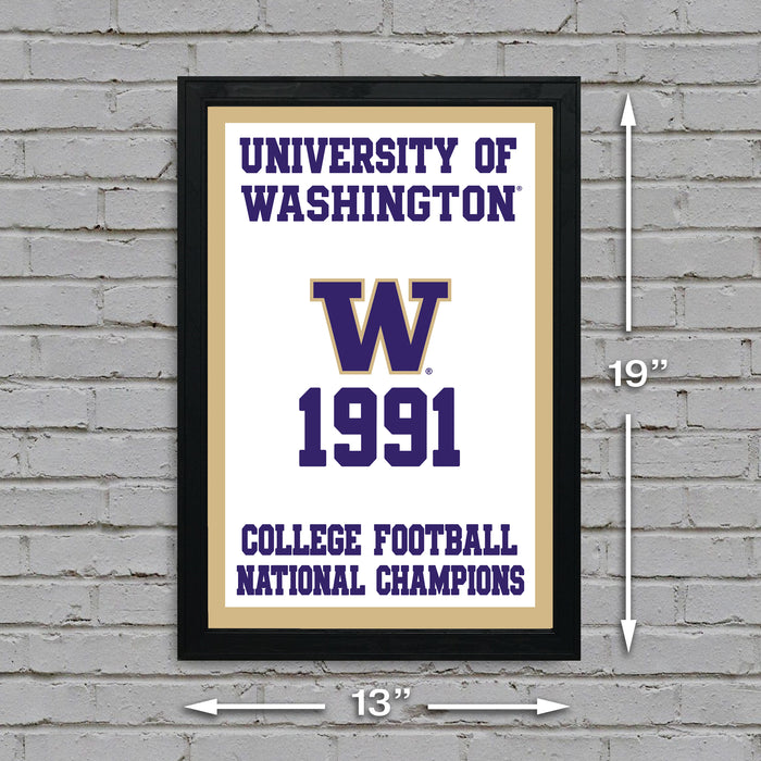 Limited Edition Washington Huskies 1991 National Championship Banner Poster Print Art - 13x19"