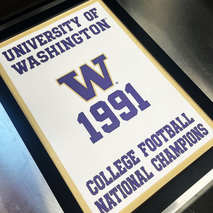 Limited Edition Washington Huskies 1991 National Championship Banner Poster Print Art - 13x19"