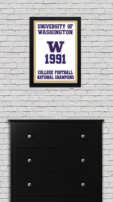 Limited Edition Washington Huskies 1991 National Championship Banner Poster Print Art - 13x19"