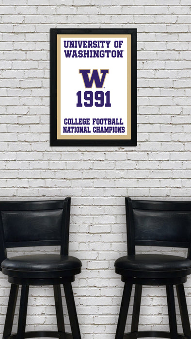 Limited Edition Washington Huskies 1991 National Championship Banner Poster Print Art - 13x19"