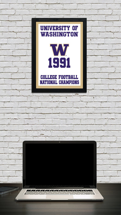 Limited Edition Washington Huskies 1991 National Championship Banner Poster Print Art - 13x19"