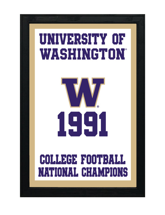 Limited Edition Washington Huskies 1991 National Championship Banner Poster Print Art - 13x19"