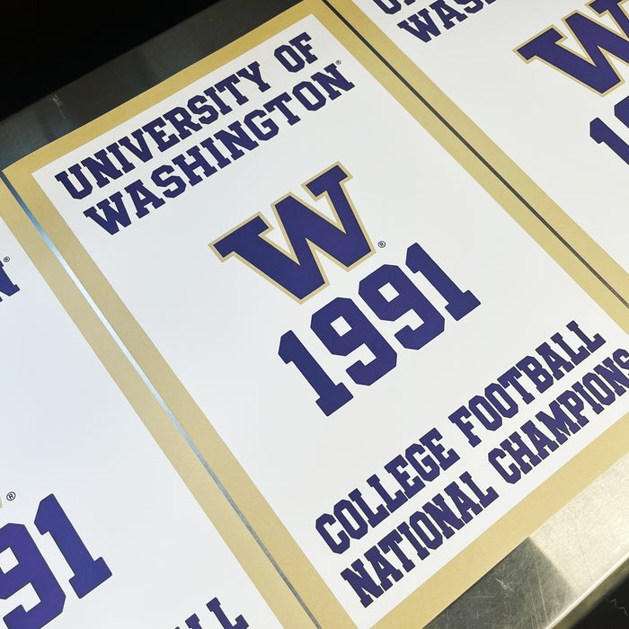 Limited Edition Washington Huskies 1991 National Championship Banner Poster Print Art - 13x19"