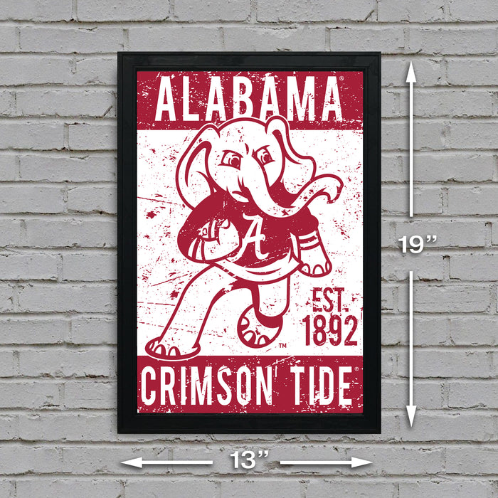 Limited Edition Alabama Crimson Tide Big Al Mascot Poster Art Print - Gifts for Bama Fans - 13x19"