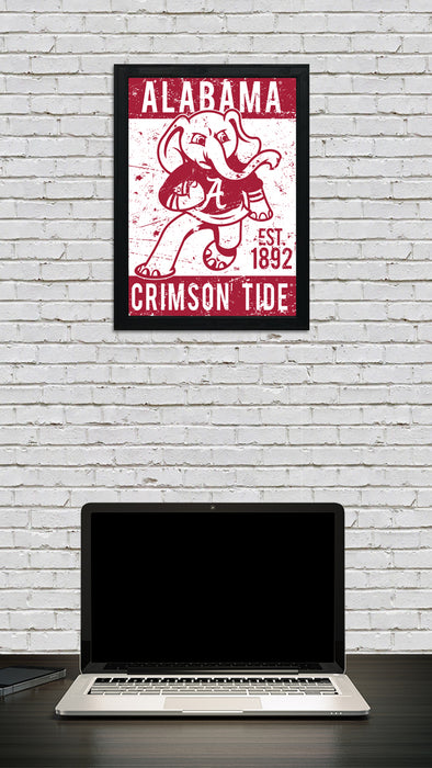 Limited Edition Alabama Crimson Tide Big Al Mascot Poster Art Print - Gifts for Bama Fans - 13x19"
