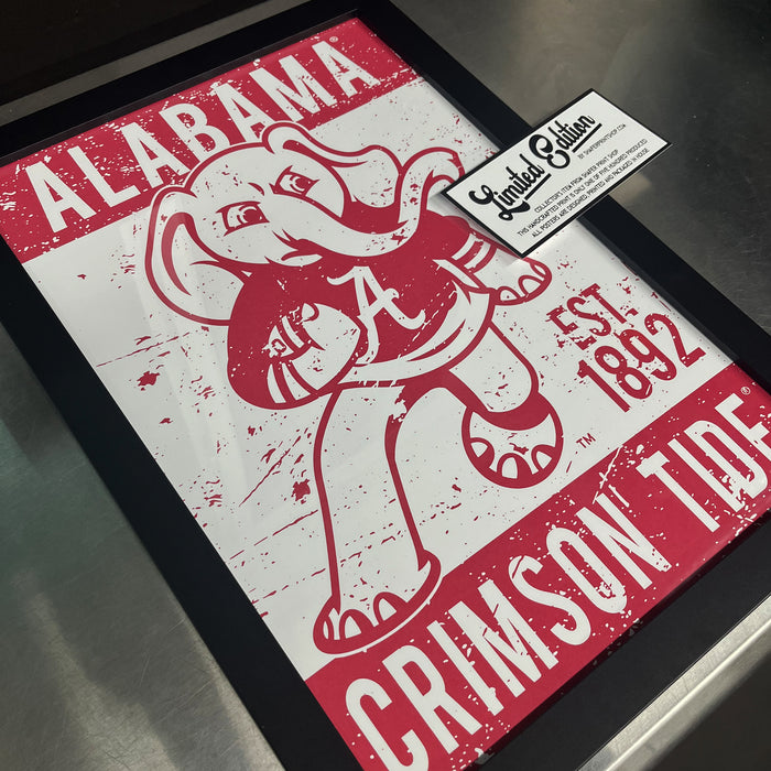 Limited Edition Alabama Crimson Tide Big Al Mascot Poster Art Print - Gifts for Bama Fans - 13x19"