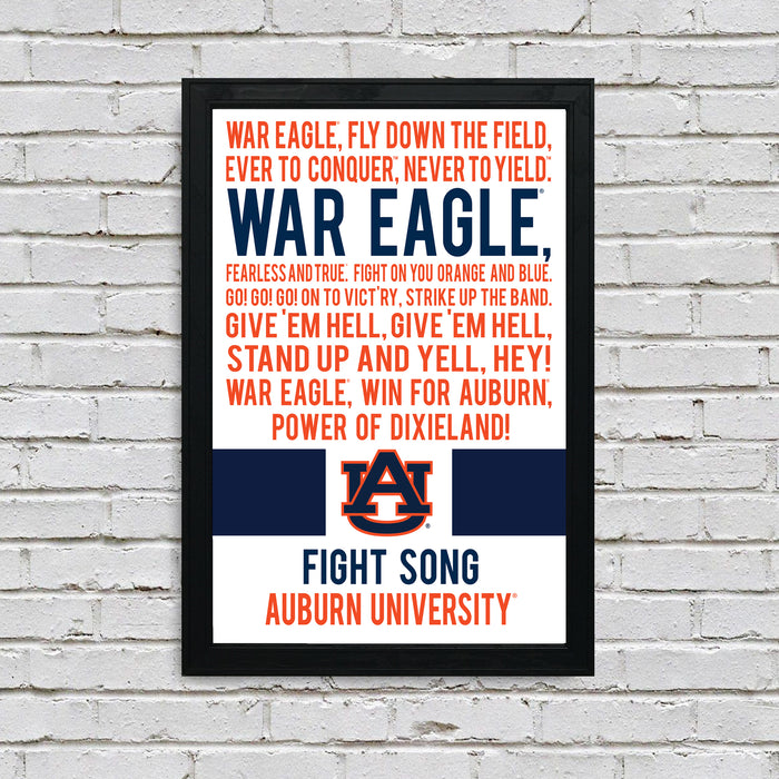 Limited Edition Auburn Tigers War Eagle Fight Song Poster - Officially Licensed Print Art - 13x19"
