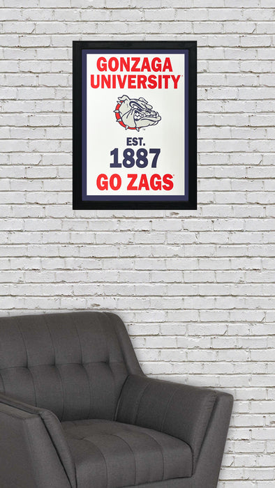 Limited Edition Gonzaga Bulldogs Est. 1887 Banner Poster - Go Zags Poster Art Print - 13x19"