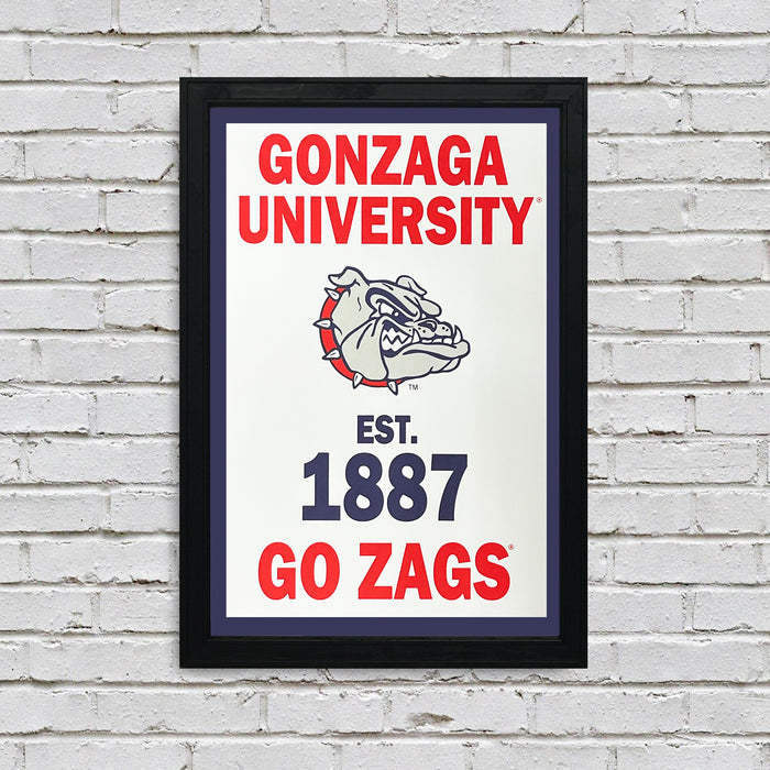 Limited Edition Gonzaga Bulldogs Est. 1887 Banner Poster - Go Zags Poster Art Print - 13x19"