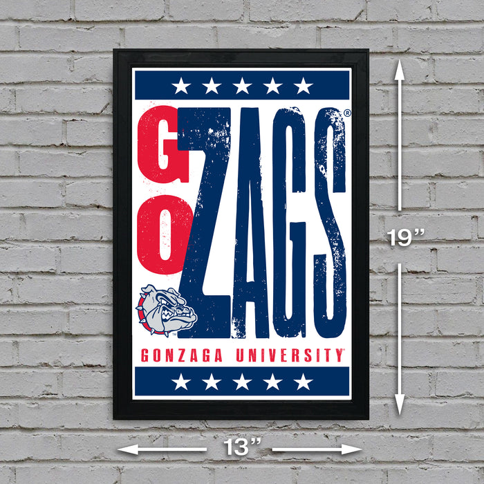 Limited Edition Gonzaga Bulldogs Go Zags Letterpress Poster Art Print - 13x19"