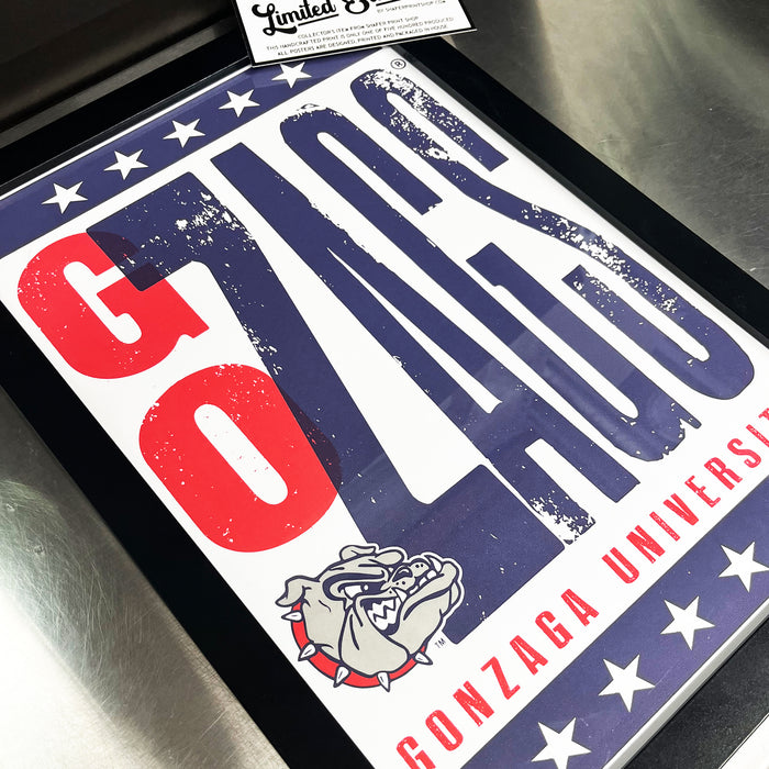 Limited Edition Gonzaga Bulldogs Go Zags Letterpress Poster Art Print - 13x19"