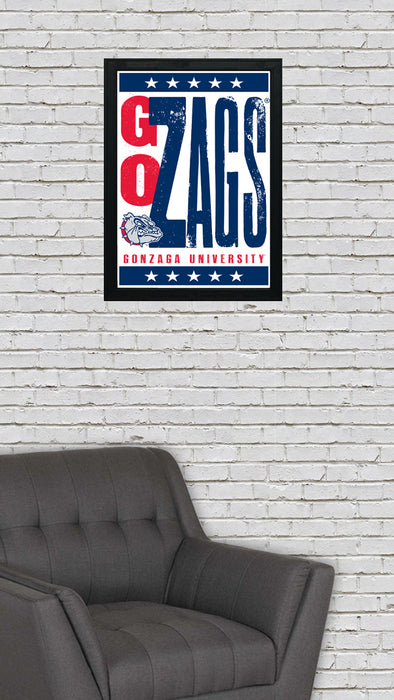 Limited Edition Gonzaga Bulldogs Go Zags Letterpress Poster Art Print - 13x19"