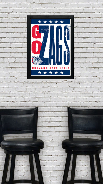 Limited Edition Gonzaga Bulldogs Go Zags Letterpress Poster Art Print - 13x19"