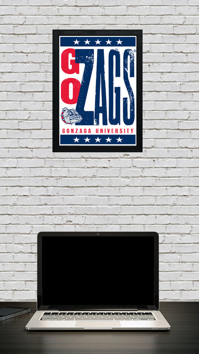 Limited Edition Gonzaga Bulldogs Go Zags Letterpress Poster Art Print - 13x19"