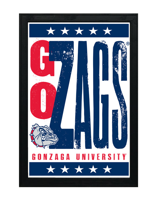 Limited Edition Gonzaga Bulldogs Go Zags Letterpress Poster Art Print - 13x19"