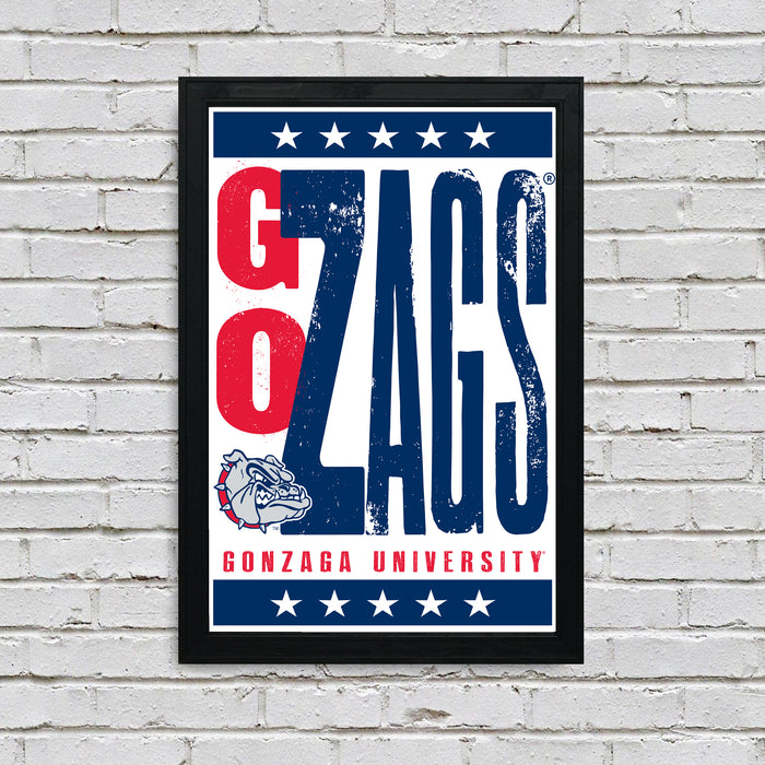 Limited Edition Gonzaga Bulldogs Go Zags Letterpress Poster Art Print - 13x19"