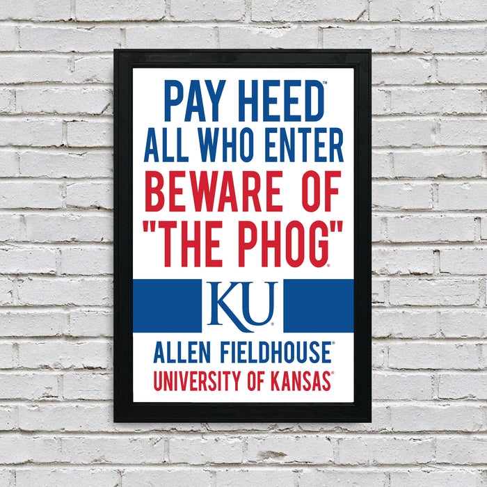 Limited Edition Kansas Jayhawks Beware of the Phog Poster Art Print - Gifts for Jayhawks Fans