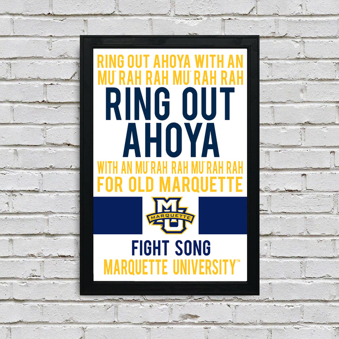 Limited Edition Marquette Fight Song Poster Art Print - Gifts for Marquette Fans - 13x19"