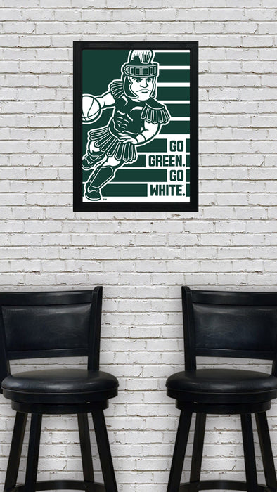 Limited Edition Michigan State Spartans Go Green Go White Basketball Poster - Gifts for Mich State Spartans Fans - Poster Art Print 13x19"