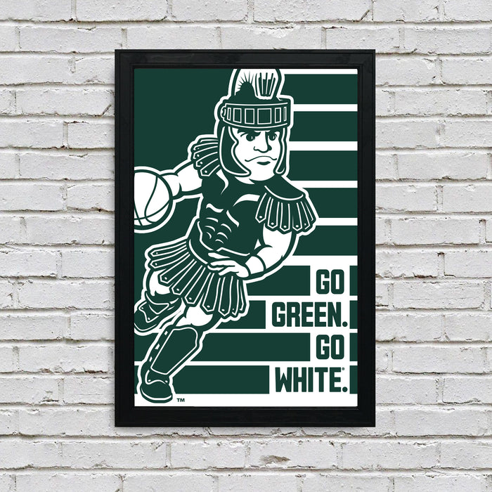 Limited Edition Michigan State Spartans Go Green Go White Basketball Poster - Gifts for Mich State Spartans Fans - Poster Art Print 13x19"
