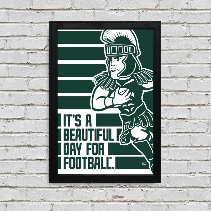 Limited Edition Michigan State Spartans It's A Beautiful Day For Football Poster - Gifts for Mich State Spartans Fans - Poster Art Print 13x19"