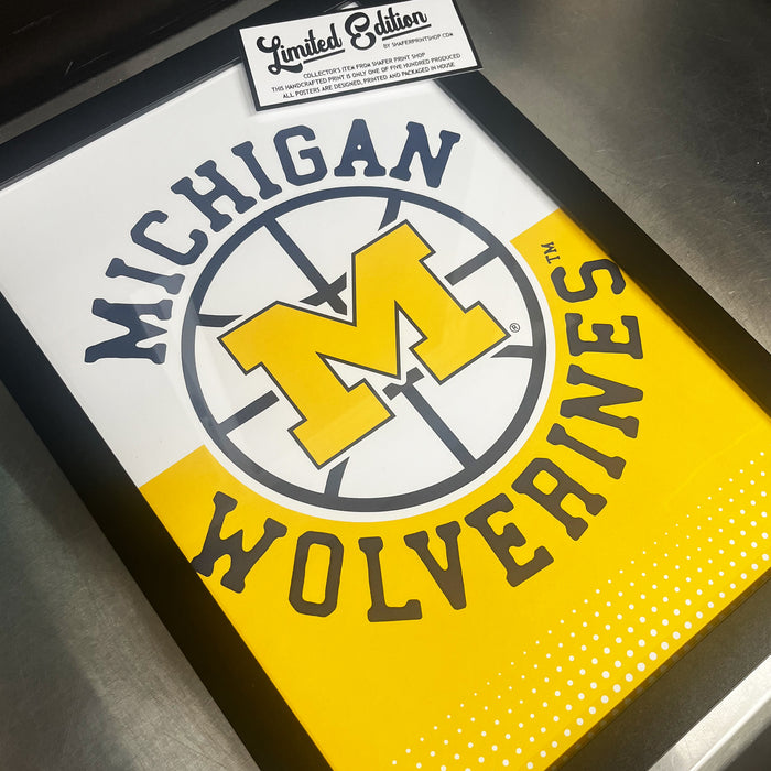 Limited Edition Michigan Wolverines Basketball Poster Art Print - 13x19"