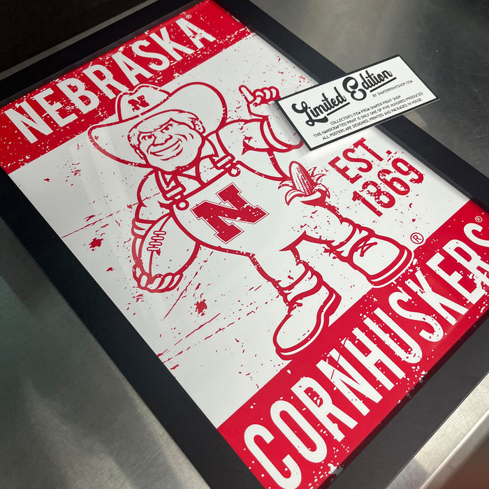 Limited Edition Nebraska Cornhuskers Herbie Husker Mascot Poster - Gift for Husker Fans Art Print - 13x19"