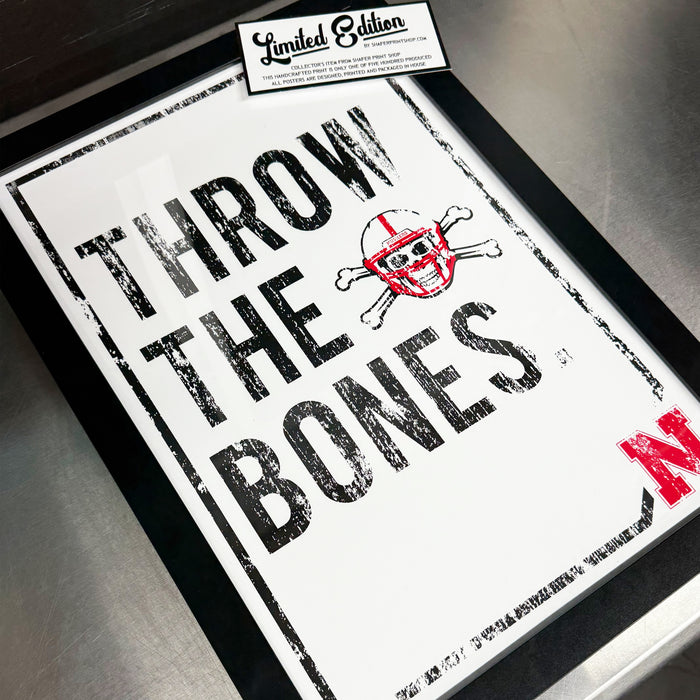Limited Edition Nebraska Cornhuskers "Throw The Bones" Blackshirts College Football Poster Art - 13x19"