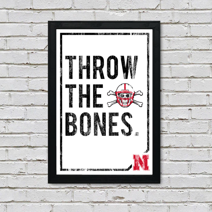 Limited Edition Nebraska Cornhuskers "Throw The Bones" Blackshirts College Football Poster Art - 13x19"