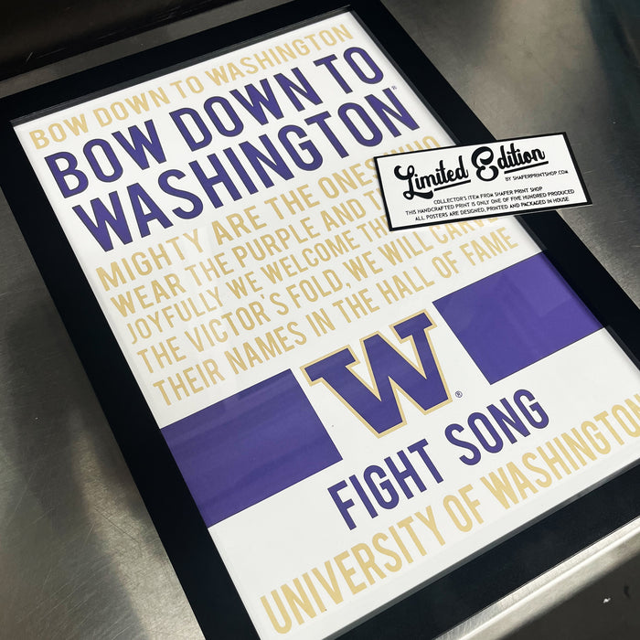 Limited Edition Washington Huskies Fight Song Poster - Gift for Huskies Fan - 13x19"