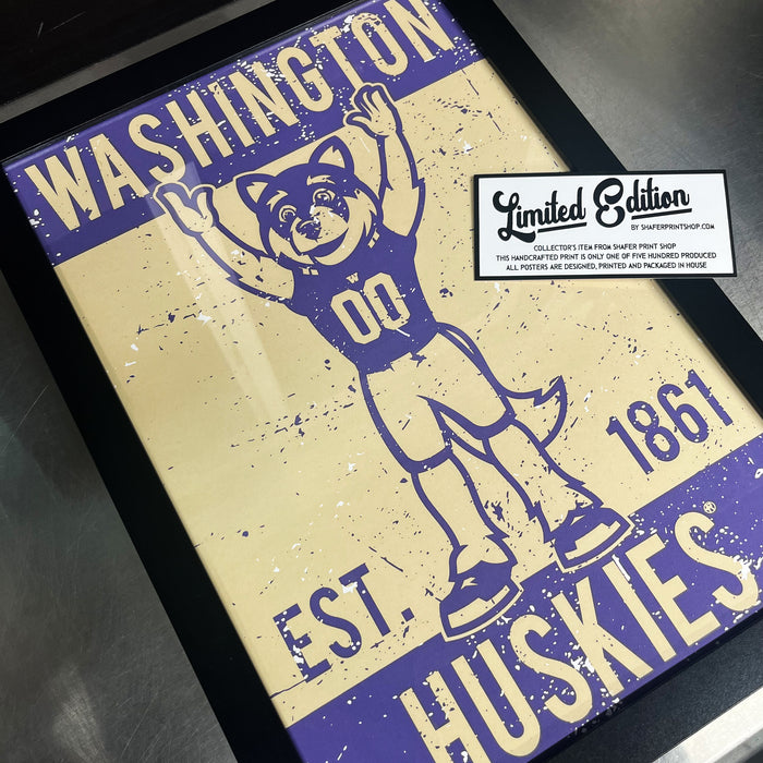 Limited Edition Washington Huskies Mascot Poster Print Art - 13x19"