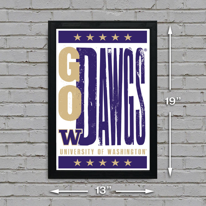 Limited Edition Washington Huskies Go Dawgs Poster - Letterpress Print Art - 13x19"