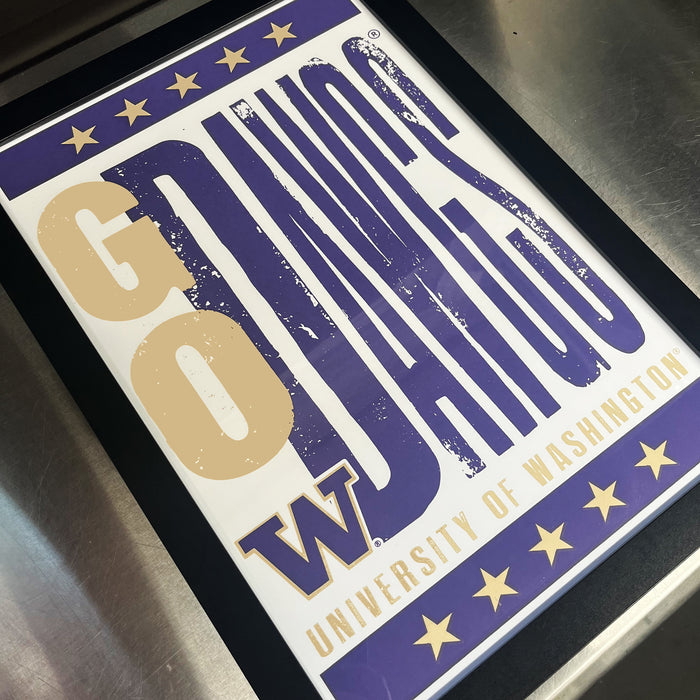 Limited Edition Washington Huskies Go Dawgs Poster - Letterpress Print Art - 13x19"