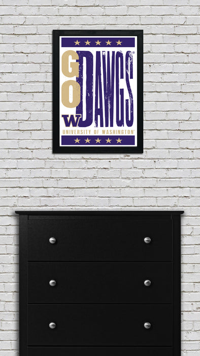 Limited Edition Washington Huskies Go Dawgs Poster - Letterpress Print Art - 13x19"