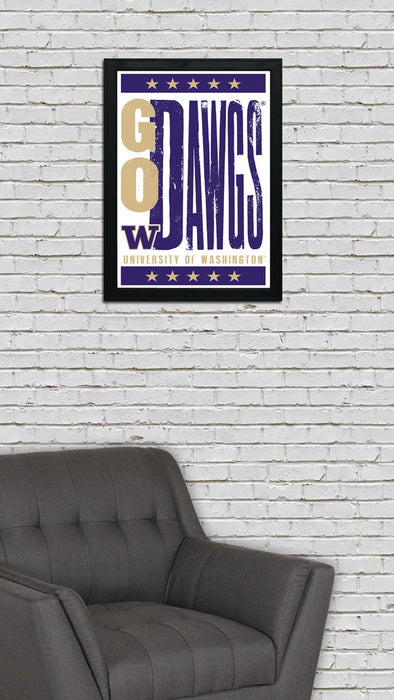 Limited Edition Washington Huskies Go Dawgs Poster - Letterpress Print Art - 13x19"
