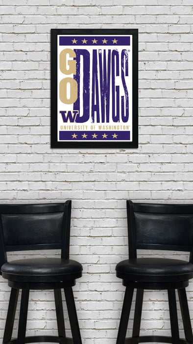 Limited Edition Washington Huskies Go Dawgs Poster - Letterpress Print Art - 13x19"