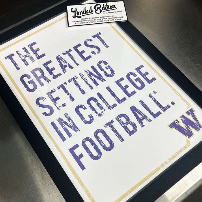 Limited Edition Washington Huskies The Greatest Setting Poster Print Art - 13x19"
