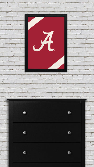 Limited Edition Alabama Crimson Tide Logo with Football Stripes Poster Art - 13x19"