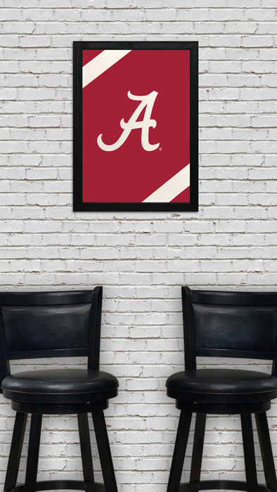 Limited Edition Alabama Crimson Tide Logo with Football Stripes Poster Art - 13x19"