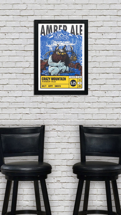 Limited Edition Crazy Mountain Amber Ale Craft Beer Poster - 13x19"