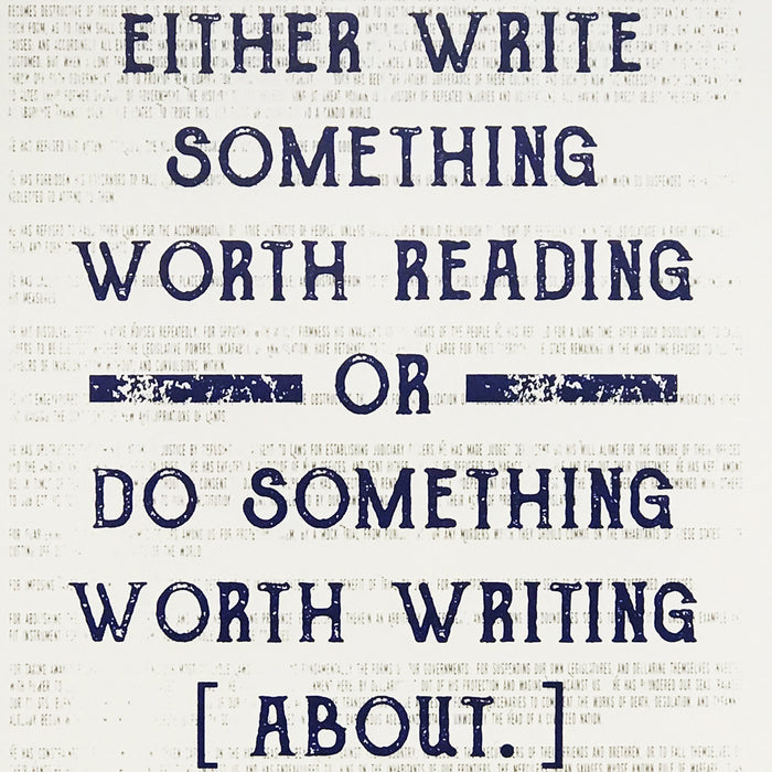 Limited Edition Ben Franklin Art Poster - Write Something or Do Something Motivational Blue - 13x19"