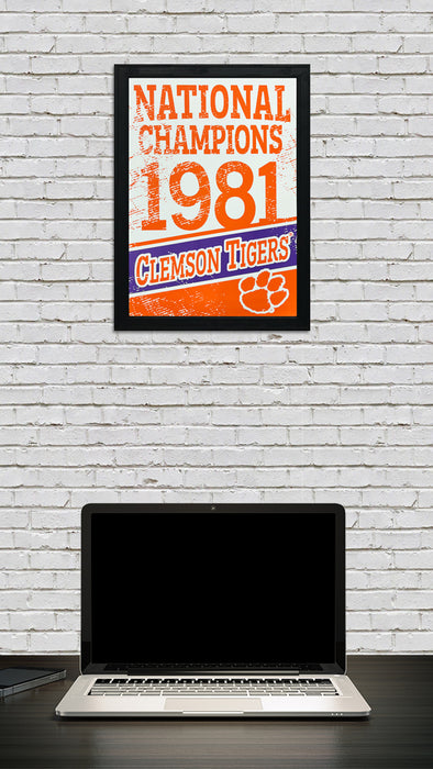 Limited Edition 1981 Clemson Tigers National Champions Poster Art - 13x19"
