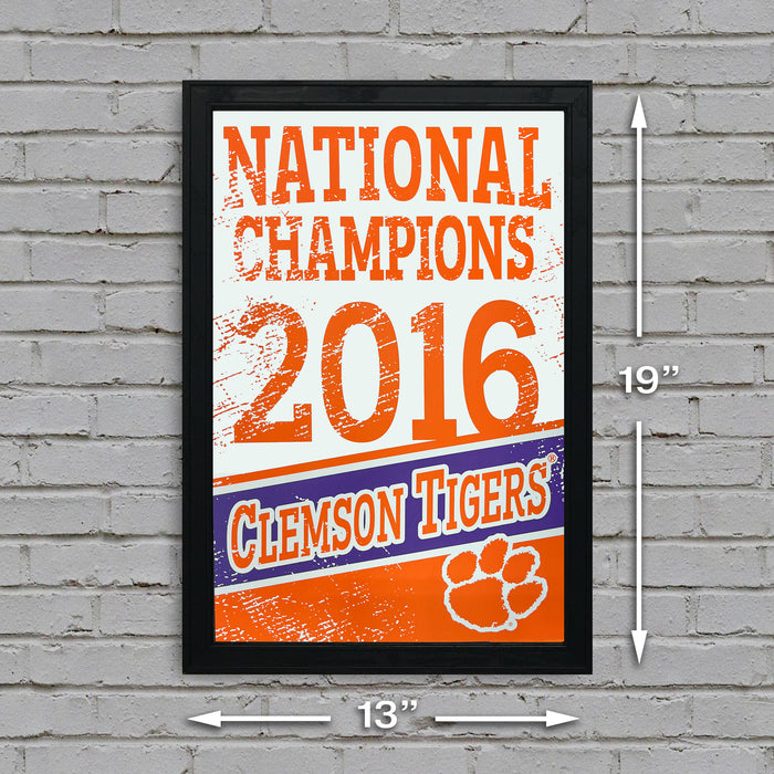 Limited Edition 2016 Clemson Tigers National Champions Poster Art - 13x19"