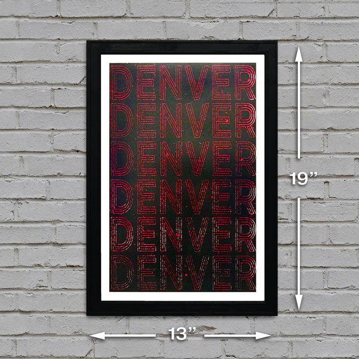 Limited Edition Denver Typography Poster Art - Red and Black Print - 13x19"