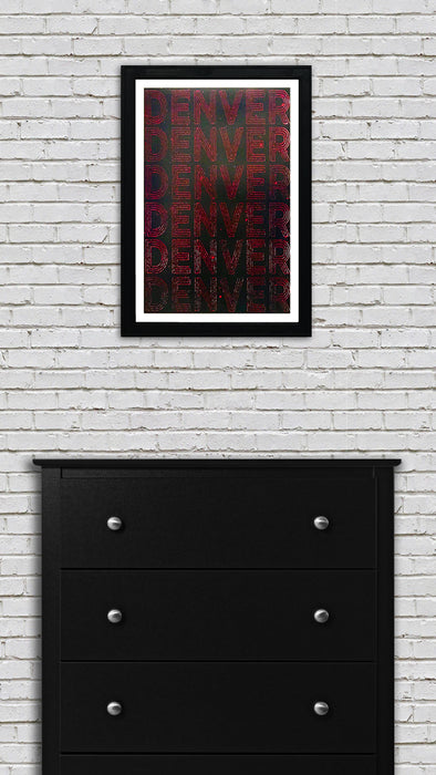 Limited Edition Denver Typography Poster Art - Red and Black Print - 13x19"