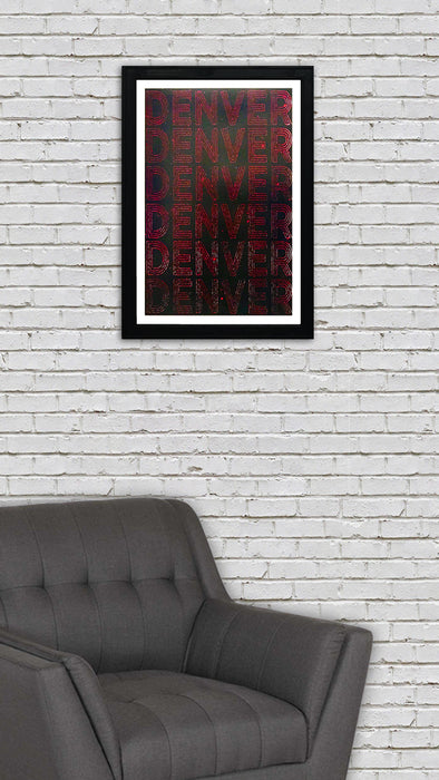 Limited Edition Denver Typography Poster Art - Red and Black Print - 13x19"